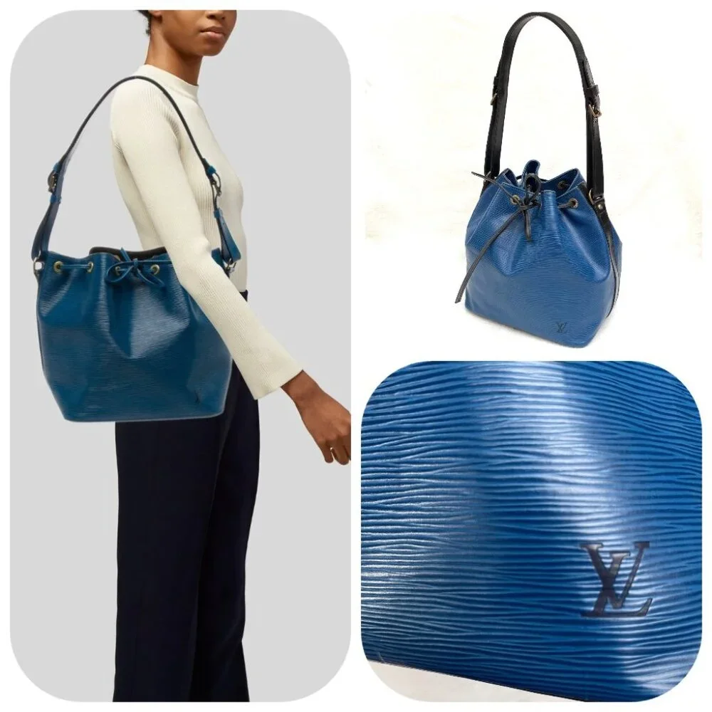 Louis Vuitton Epi Noe PM Blue Black Trim Leather Bucket Shoulder Bag A21910
